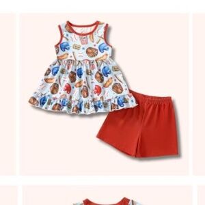 Pete + Lucy Baseball Life Two Piece Shorts Set for Girls